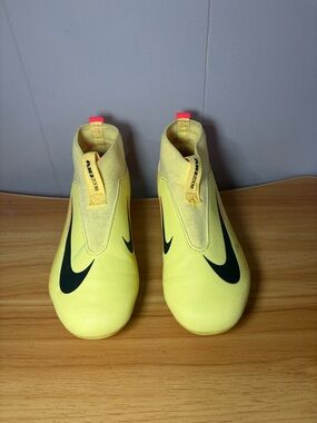 Nike Kids Yellow Indoor Soccer Sneakers with Black Swoosh